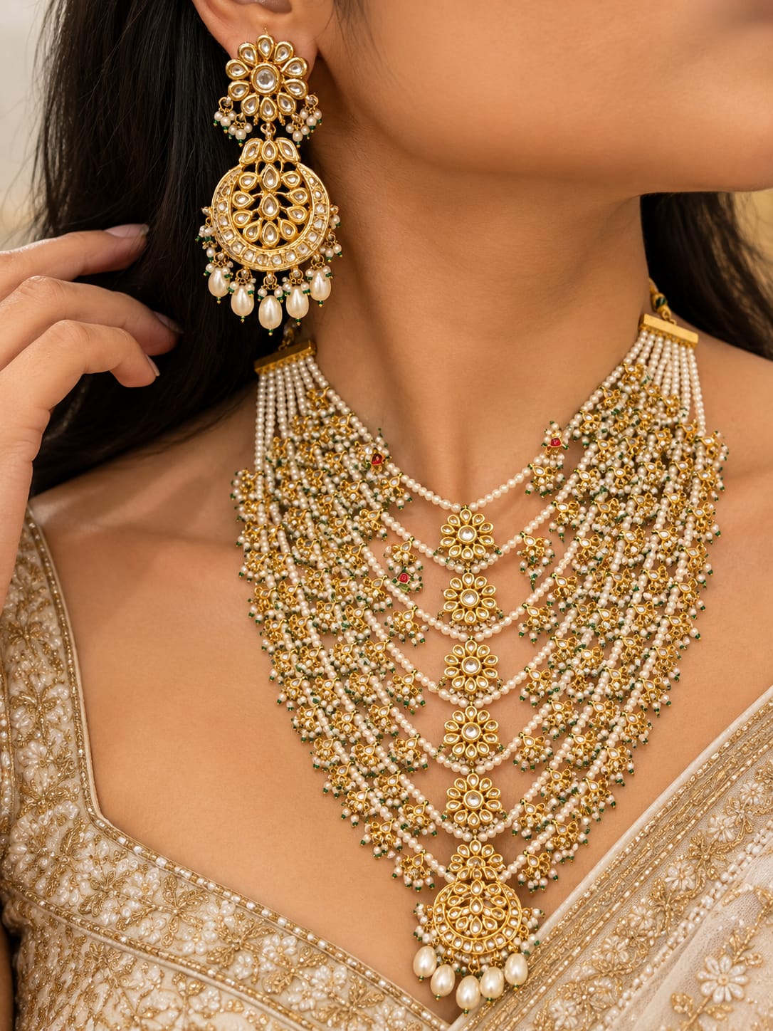 Pachi kundan neckset for women