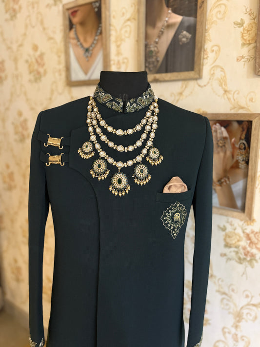 Polki with Emerald 3 Line Haar