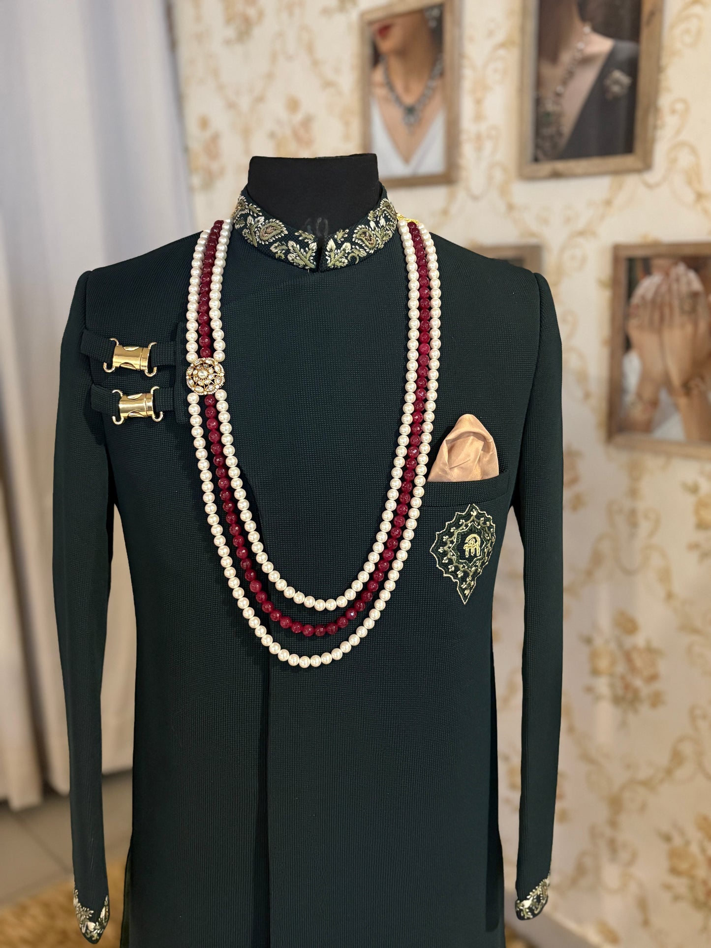 Ruby and Pearl with Side Polki pendant