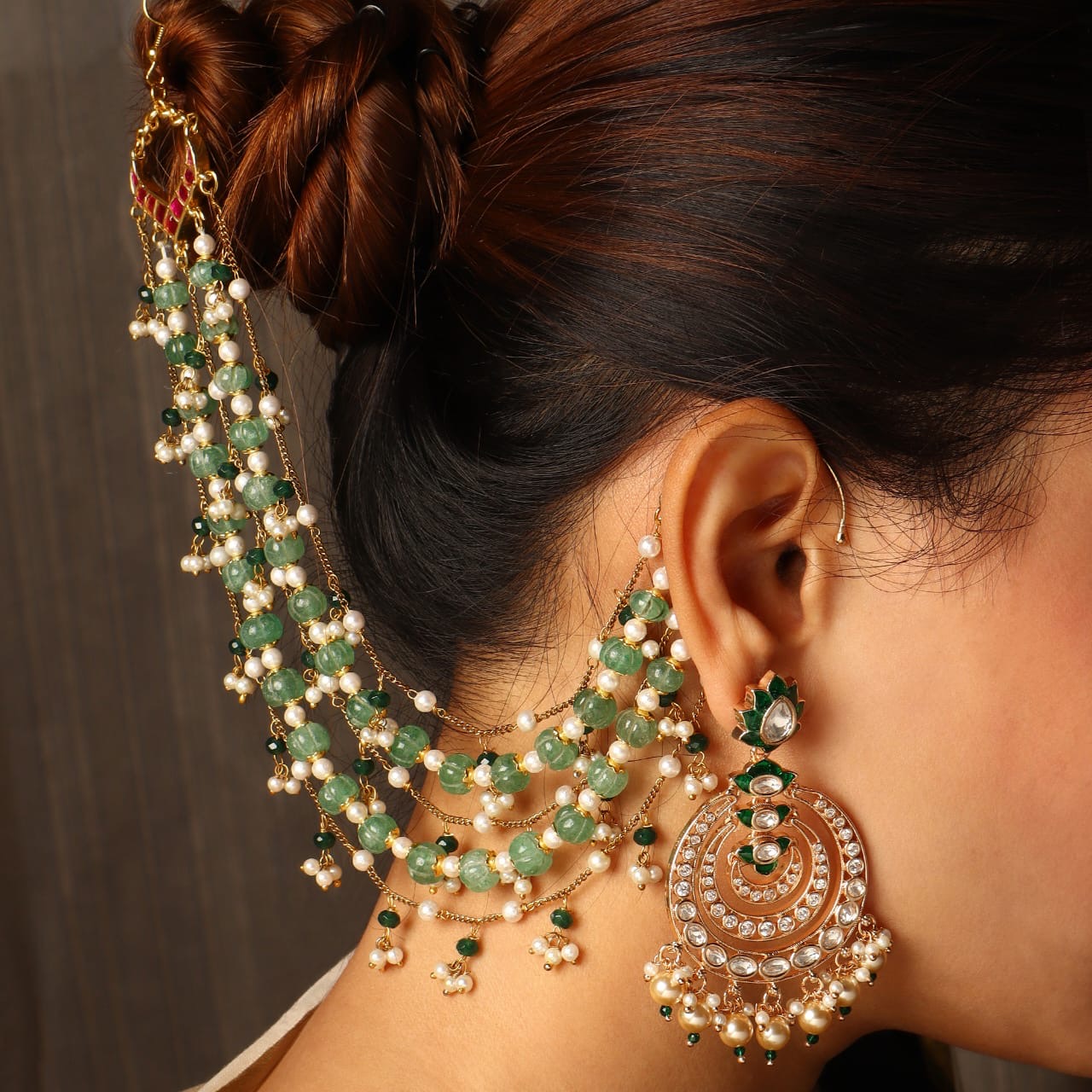 Mehru Green Polki Drops