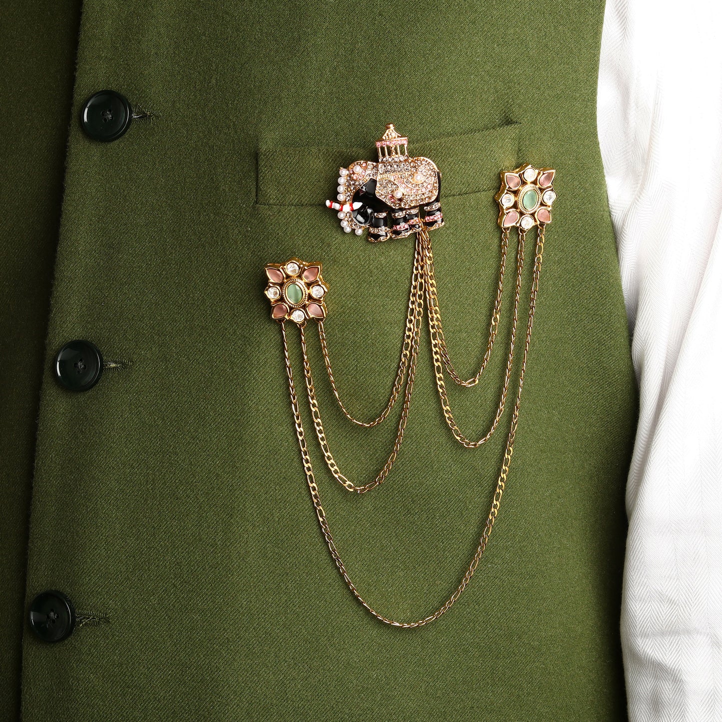 Elephant Polki Brooch