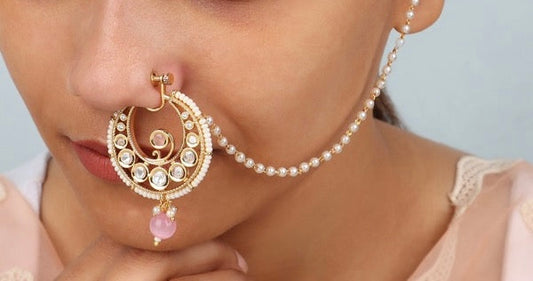 Polki Nath with Pink drop