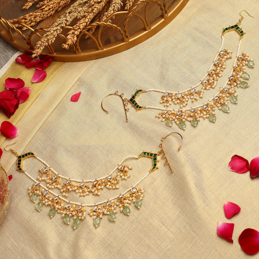 Aarvi Ear Chain in Green