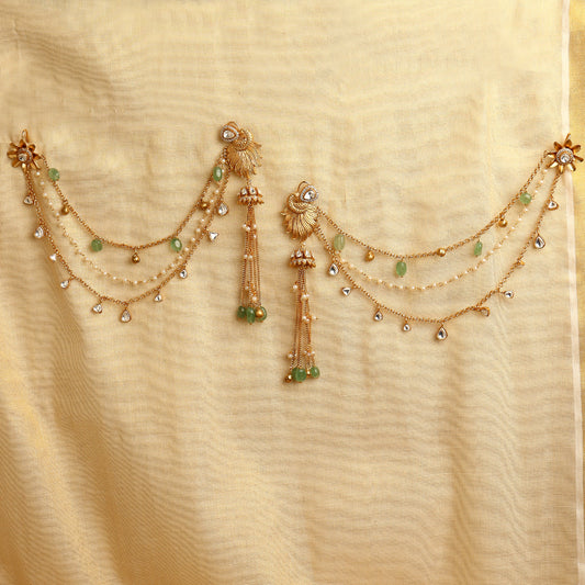 Aina Earrings with Polki Kanchain