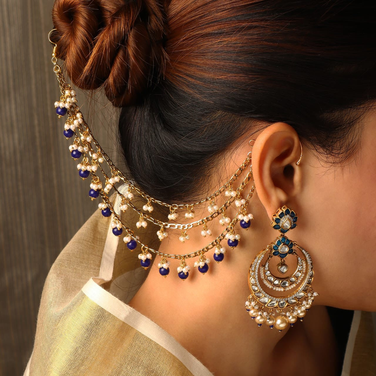 Mehru Blue Polki Drops