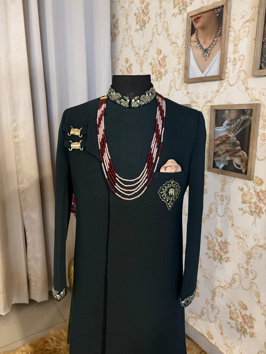 Layered Mala in Ruby onyx and Light Pink Stones