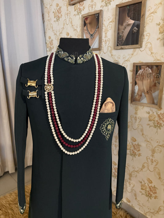 Ruby and Pearl with Side Polki pendant