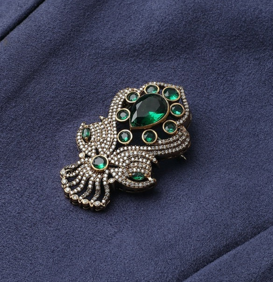 Raja Green Polki Brooch