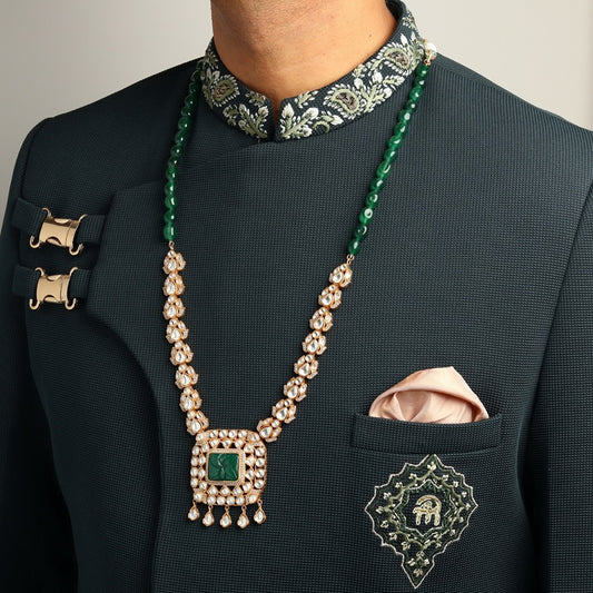 Polki Haar with Emerald Maala