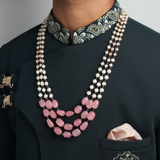 Natural Pearls with Pink Stones