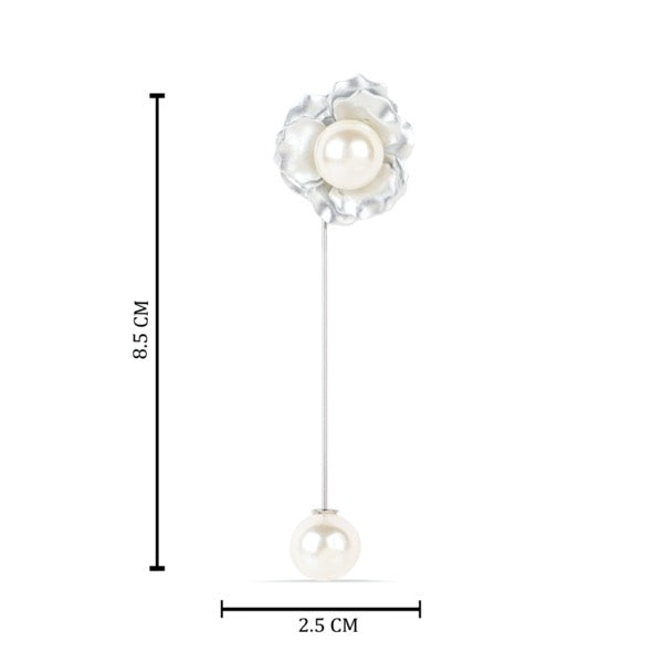 Flower and Pearl Lapel Pin