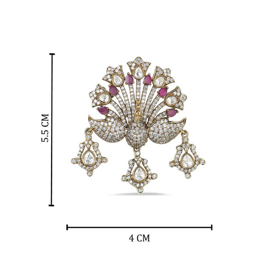 Shahi Ruby Peacock Polki Brooch