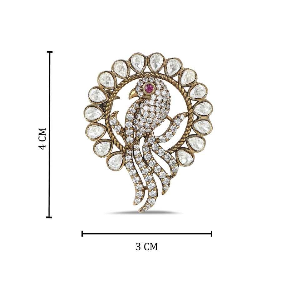 Bird in Polki Brooch