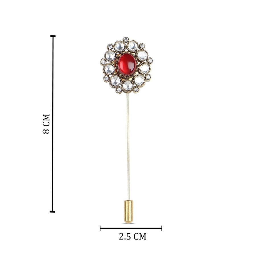 Polki Lapel Pin in Ruby