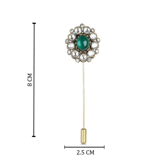 Polki Lapel Pin in Emerald