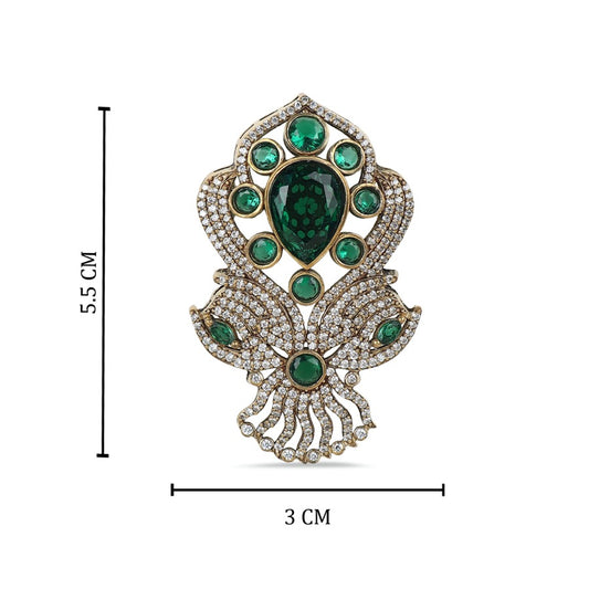Raja Green Polki Brooch