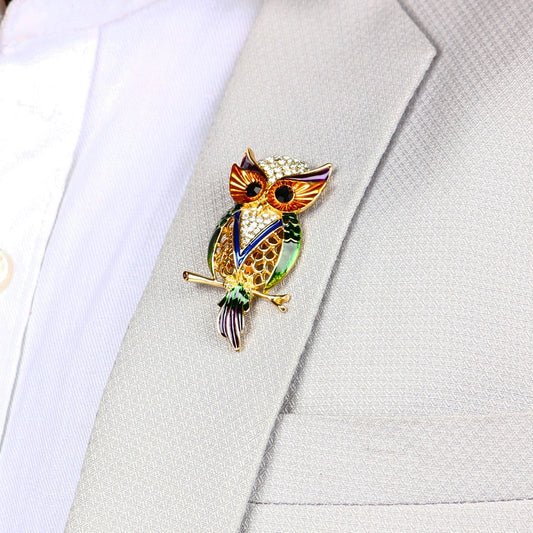 Multi Owl with Green Polki Stud