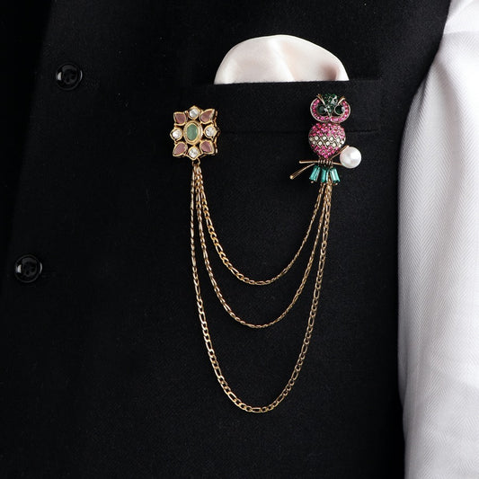 Owl in White Pearl with Multi Stud