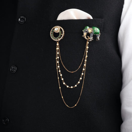 Ethnic Hathi with Green and Polki Stud