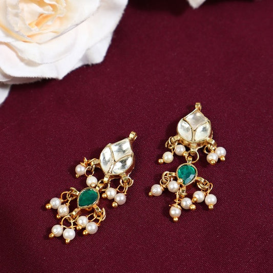 Zooni Polki Emerald Earrings