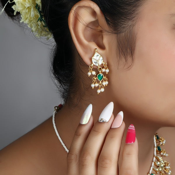 Zooni Polki Emerald Earrings