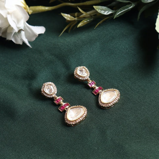 Shadab Polki Earring in Ruby