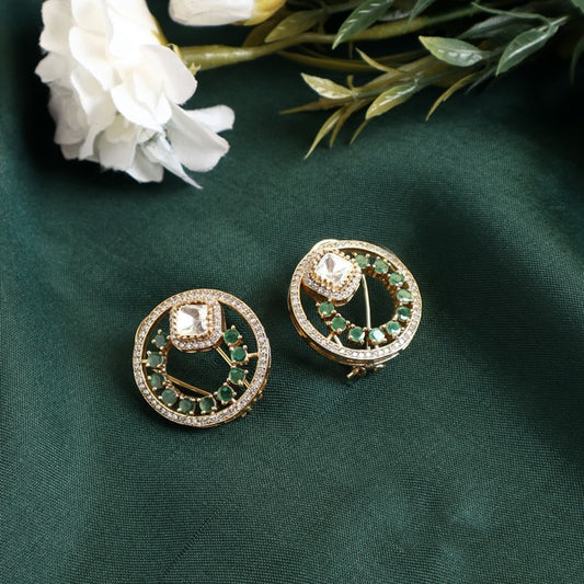 Poorvi Studs in Emerald and AD