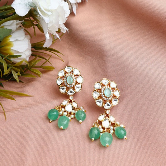 Kruti Polki Earrings in Mint