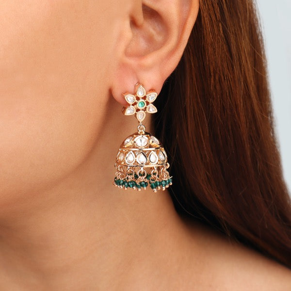 Simar Polki Jhumki in Green