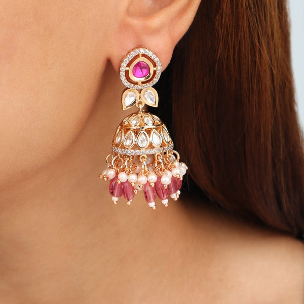 Maya Polki Jhumki in Ruby