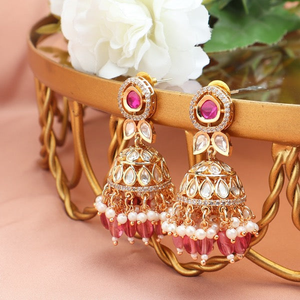 Maya Polki Jhumki in Ruby