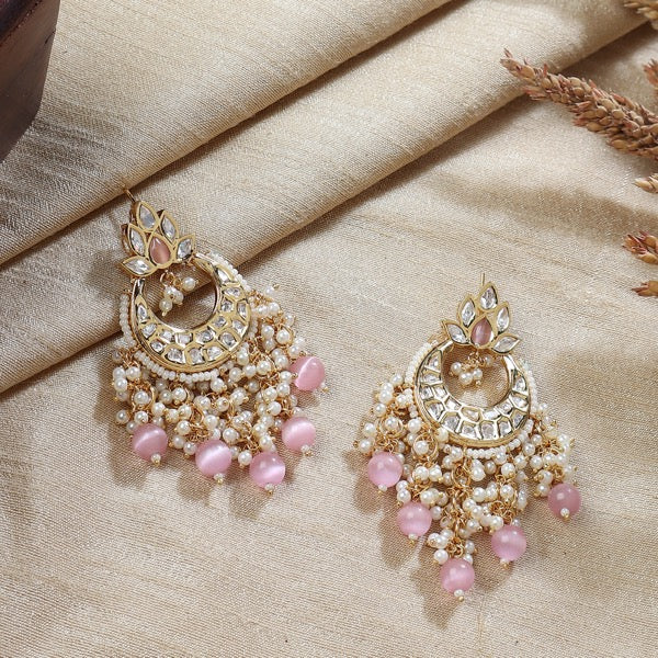 Nazneen Kundan Earrings in Pink