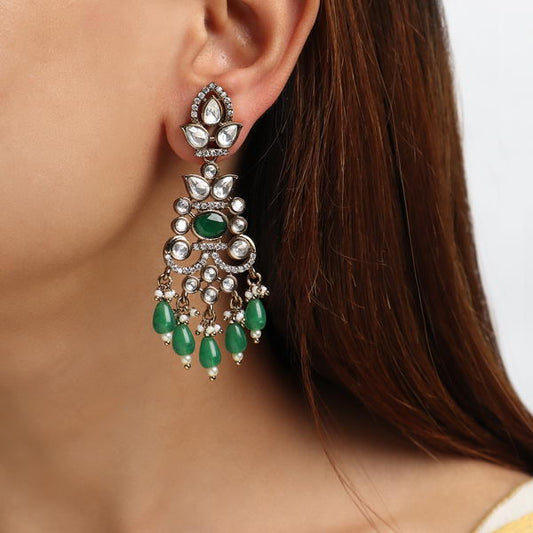 Piya Polki Earrings in Green