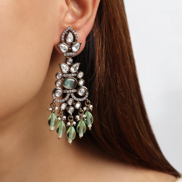 Piya Polki Earrings in Mint