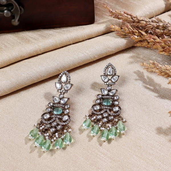 Piya Polki Earrings in Mint