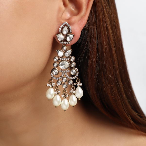 Piya Polki Earrings in White