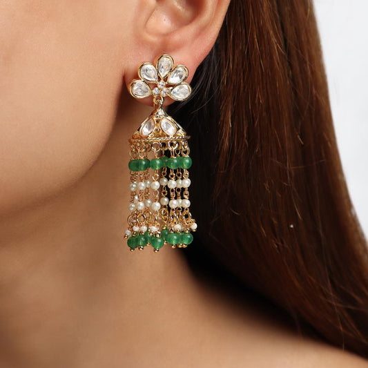 Polki Jhumki in Green