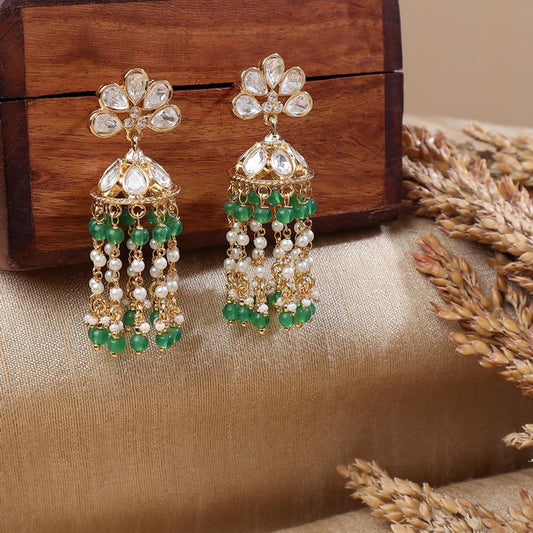 Polki Jhumki in Green