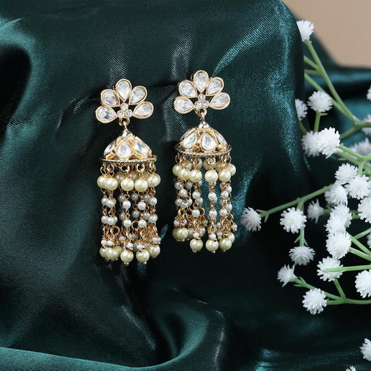 Polki Jhumki in White