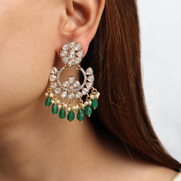 Polki ChaandBali in Green