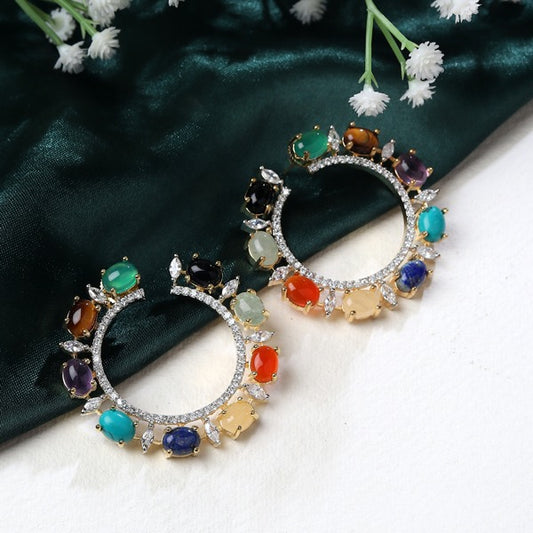 Esther Semi Round Earrings in Multi