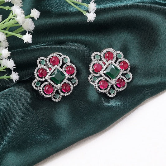Eve Studs in Ruby and Emerald
