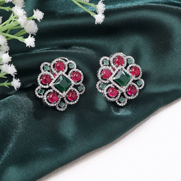 Eve Studs in Ruby and Emerald