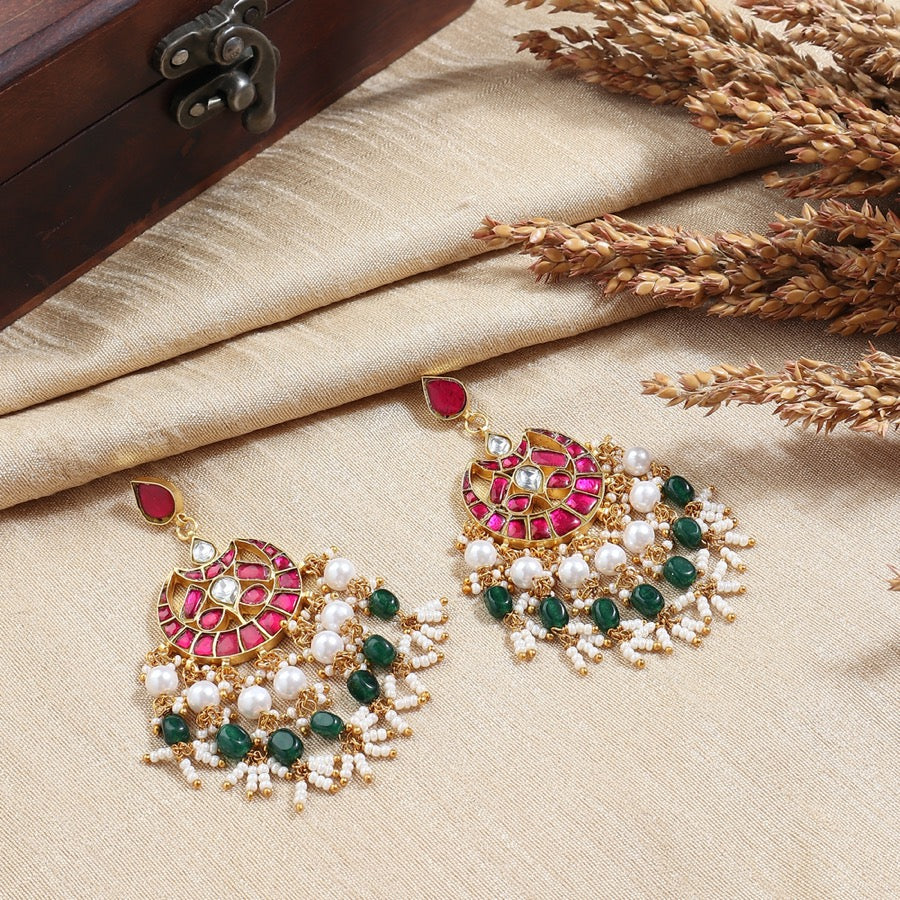 Suhana Kundan Earrings in Green