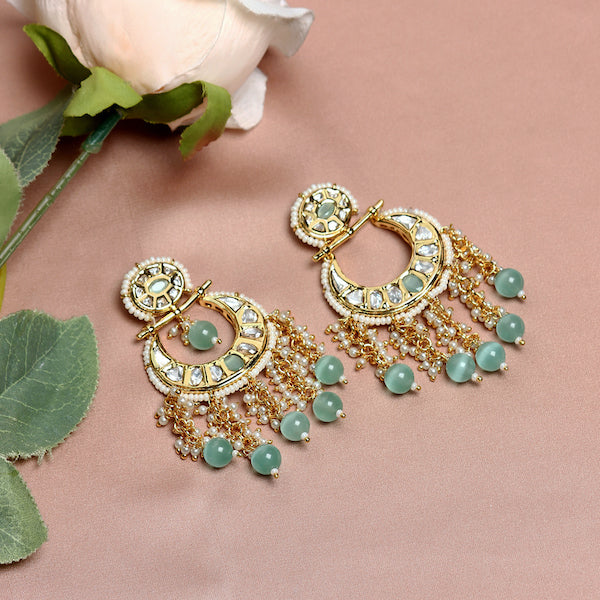 Ruksar Kundan Earrings in Aqua
