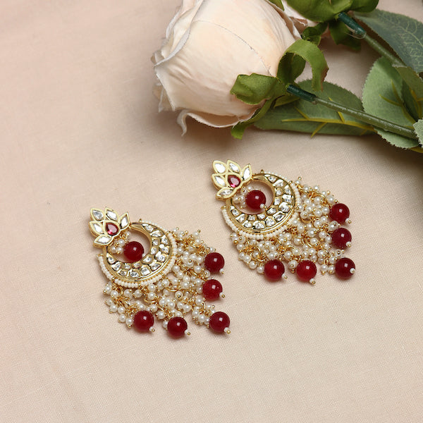 Nazneen Kundan Earrings in Ruby
