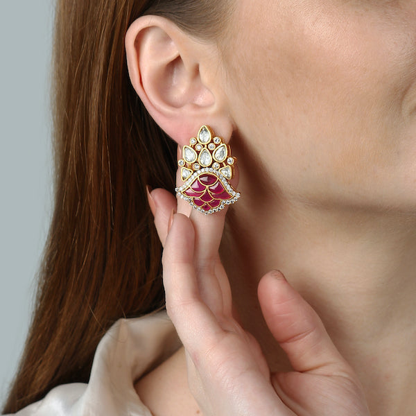 Rushali Studs in Ruby