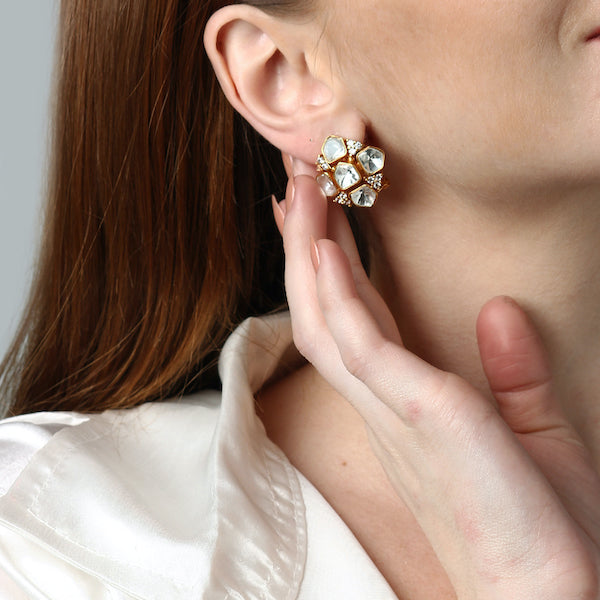 Square Polki Stud