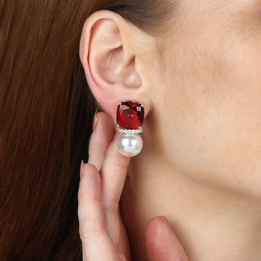 Ruby and Pearl Studs