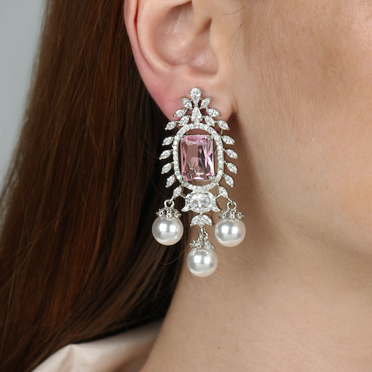 Shanaya AD Earrings in Pink